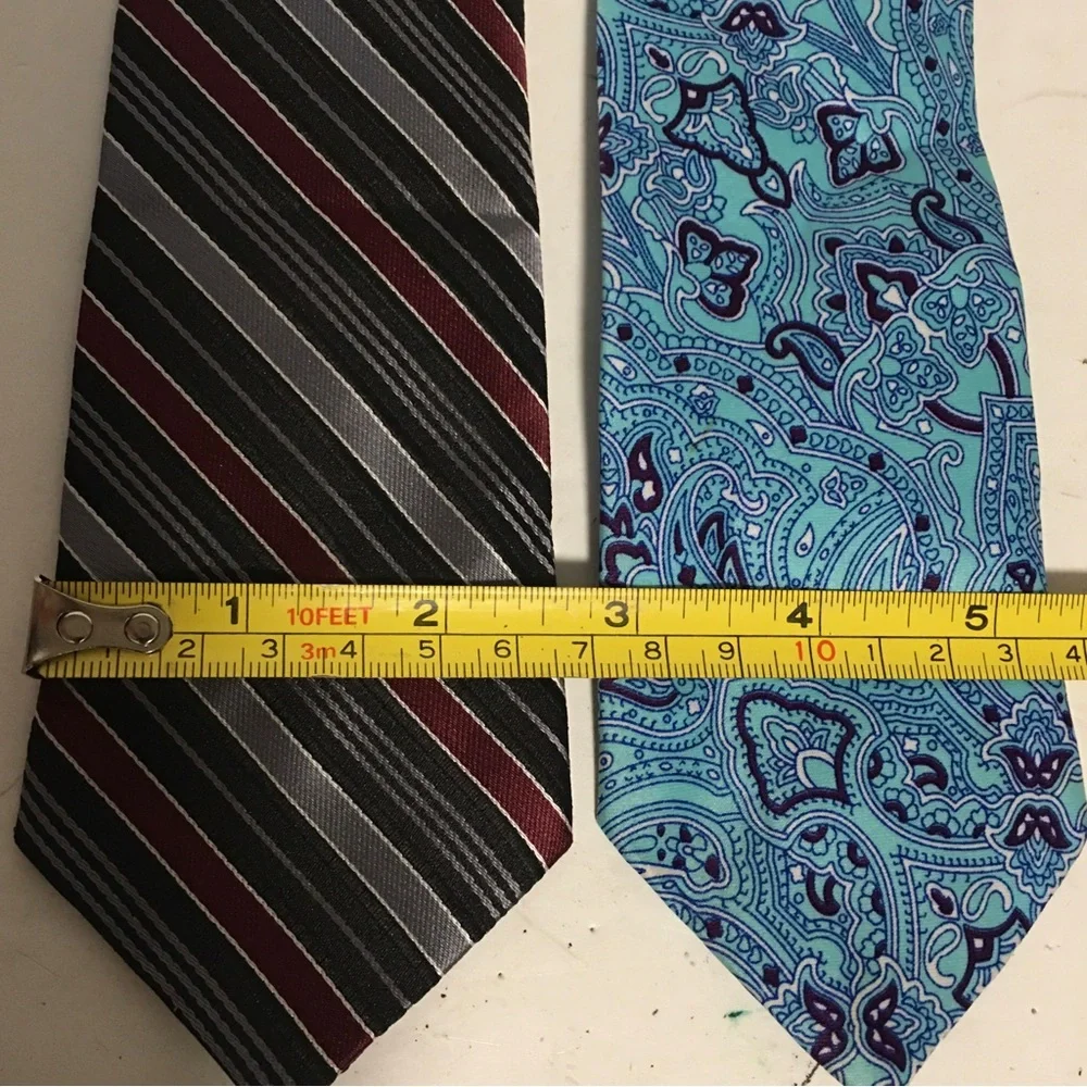 2 Boys Clip on Ties stripes & paisley gray black wine blue white EUC